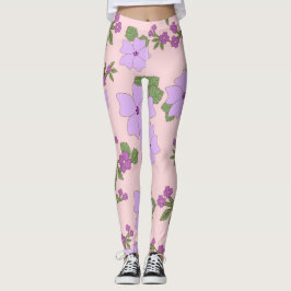 Lila blommor, Blommönster, Mönster om blommor Leggings