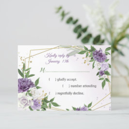 lila blommor botaniskt guld geometriskt OSA kort