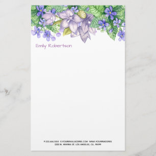 Lila blommor brevpapper