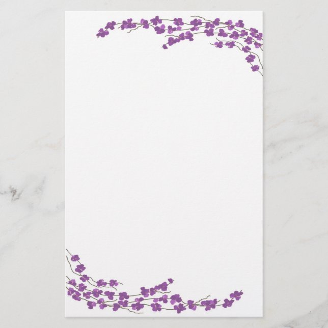 Lila Blommor Brevpapper (Framsida)