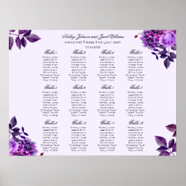 Lila blommor bröllop placeringskarta. Syren blomst Poster