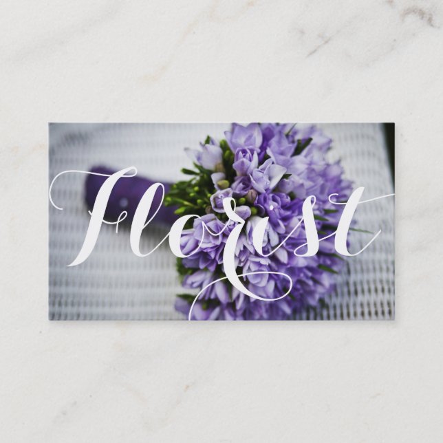 Lila Blommor Butik Florist Visitkort (Framsida)