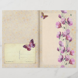 Lila blommor & Butterfly Journal Page