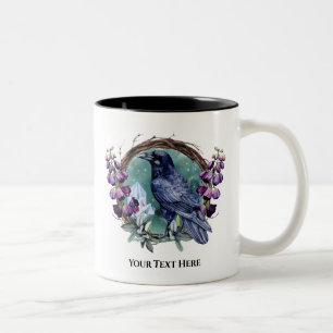Lila blommor Celestial Raven Crystals Utandning Två-Tonad Mugg