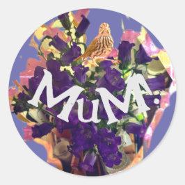 Lila blommor Classic Round Sticker Runt Klistermärke