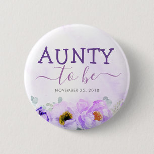 Lila blommor Cute Aunty to be Baby Shower Knapp