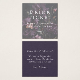 Lila blommor Drink Biljett Bröllop Pub-token