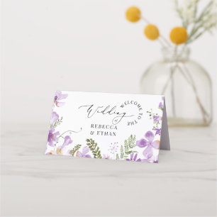 Lila blommor Elegant bröllop-platskort Placeringskort
