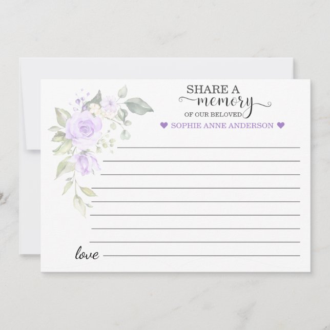 Lila blommor  en minnesnärvaro meddelande (Framsida)