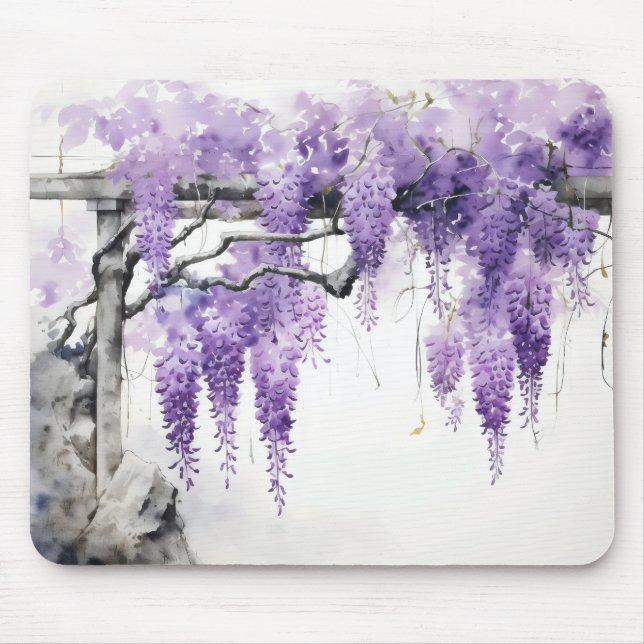 Lila blommor Färg Wisteria Musmatta (Framsidan)