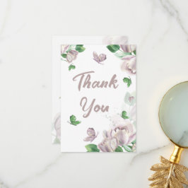 lila blommor fjärilar bröllop tack kort