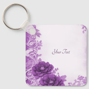 Lila blommor Flourish Keychain Nyckelring