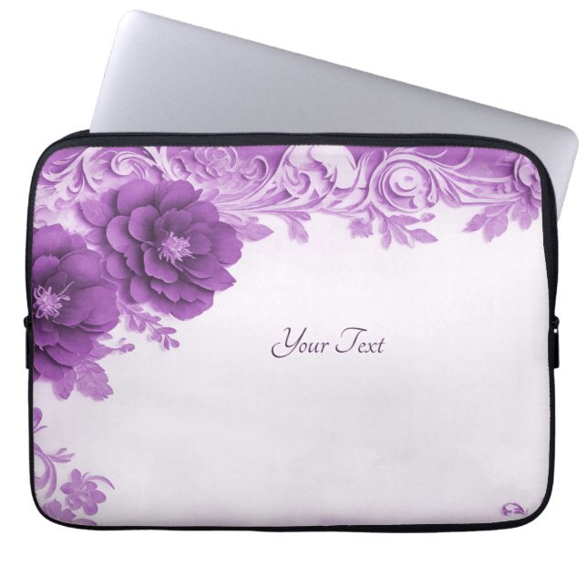 Lila blommor Flourish Laptop sleeve (Framsidan)
