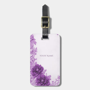 Lila blommor Flourish Luggage Tag Bagagebricka