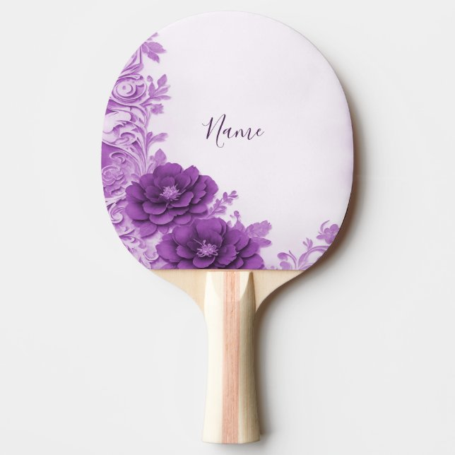Lila blommor Flourish Ping Pong Paddle Pingisracket (Framsidan)