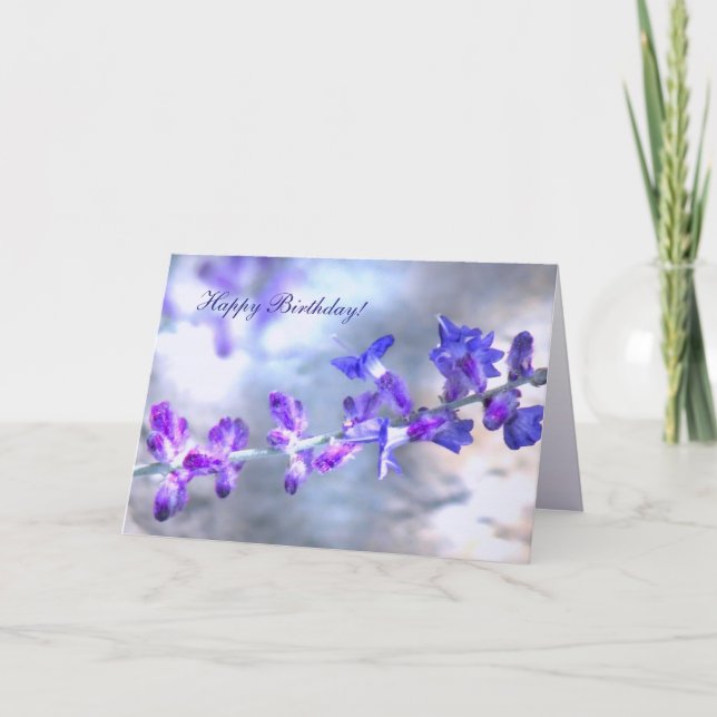 Lila blommor födelsedagskort kort (Framsida)