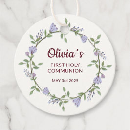 Lila blommor, första kommissionen gåvor etiketter