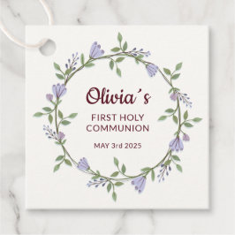 Lila blommor, första kommissionen gåvor etiketter