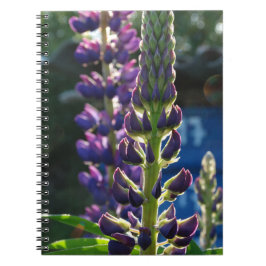 Lila blommor fotoanteckningsbok anteckningsbok med spiral