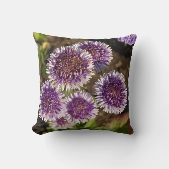 Lila blommor Fotohaltig dyna Kudde (Framsida)