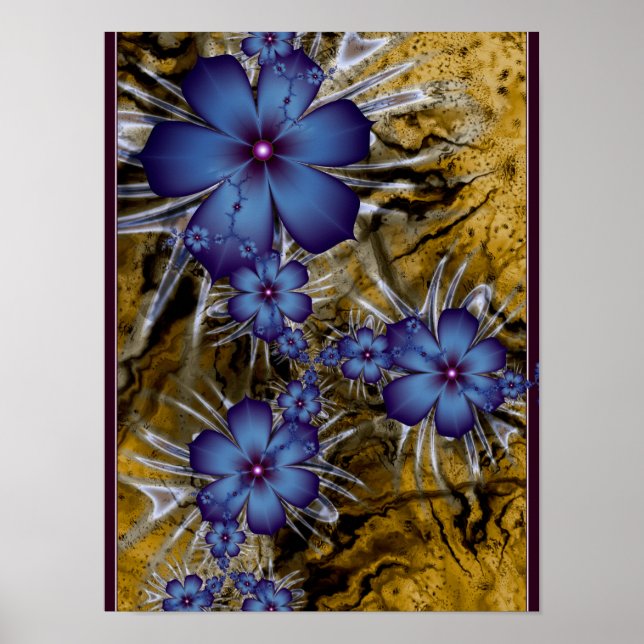 Lila Blommor Fraktal Poster (Framsidan)