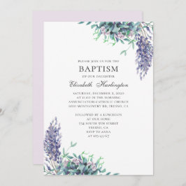 Lila blommor. Garden blommigt. Lavender baptism Inbjudningar