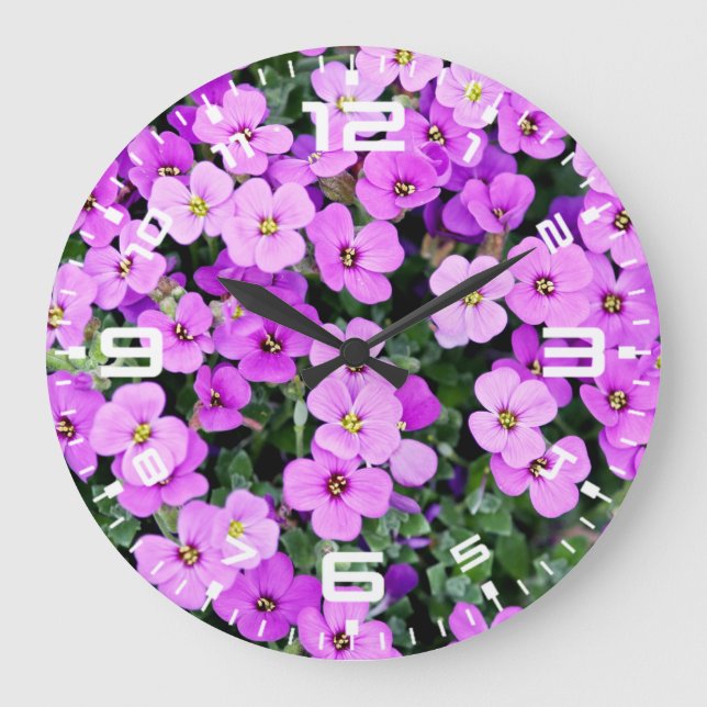 Lila blommor Garden Stor Klocka (Framsida)