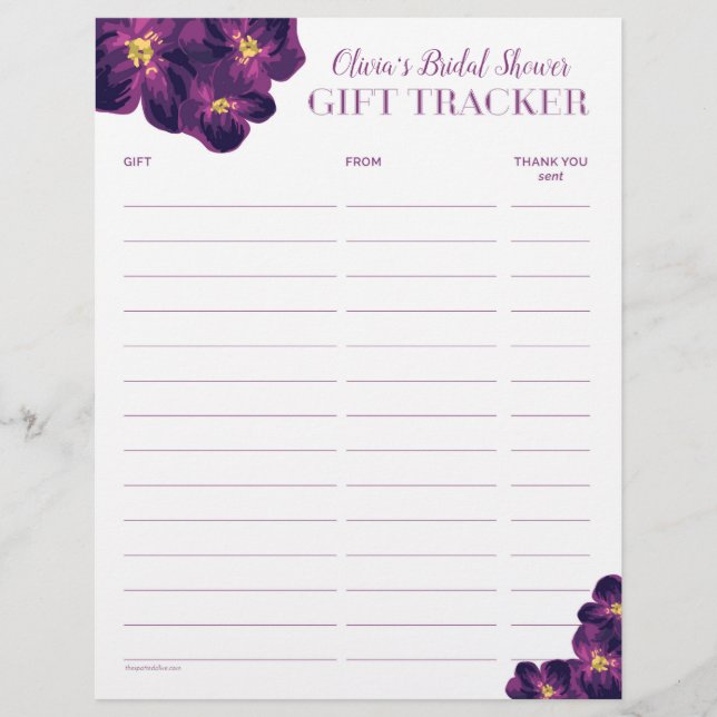 Lila blommor Gift Tracker-Dubbla, sida vid sida (Framsida)