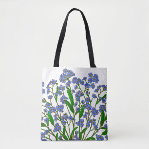 Lila blommor, glöm mig inte som Wildblomma Tygkasse