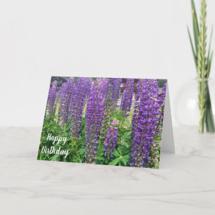 Lila blommor Grattis på födelsedagen Kort