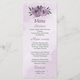 lila blommor greenery botanical bröllop meny