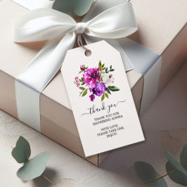 Lila blommor & Greenery Möhippa Gift Märkres Presentetikett