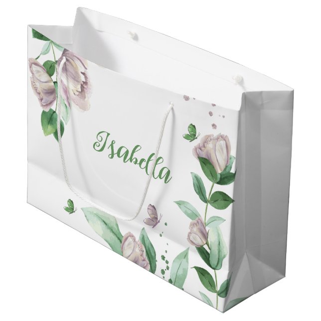 lila blommor grönska fjärilar (Framsidan Vinklad)
