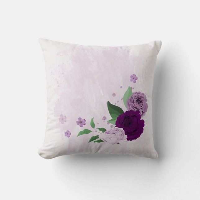  lila blommor grönska  kudde (Framsida)
