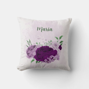 lila blommor grönska kudde