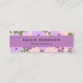 Lila blommor, grönt, florist, blomsterhumle mini visitkort