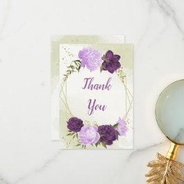 lila blommor grönt löv bröllop tack kort
