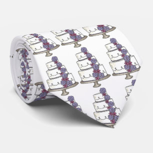 Lila blommor Groom Bröllop Cake Cakes Tie Slips