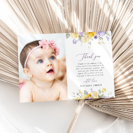 Lila blommor, gula blommor, Boho, dop Tack Kort