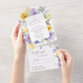 Lila blommor, gula blommor, Boho, konfirmation