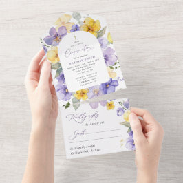 Lila blommor, gula blommor, Boho, konfirmation