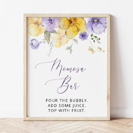 Lila blommor, Gula blommor, Boho, Momosa Pub Poster