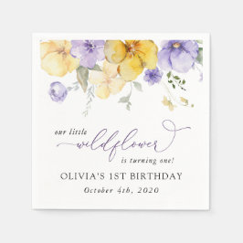 Lila blommor, Gula blommor, första födelsedag Pappersservett