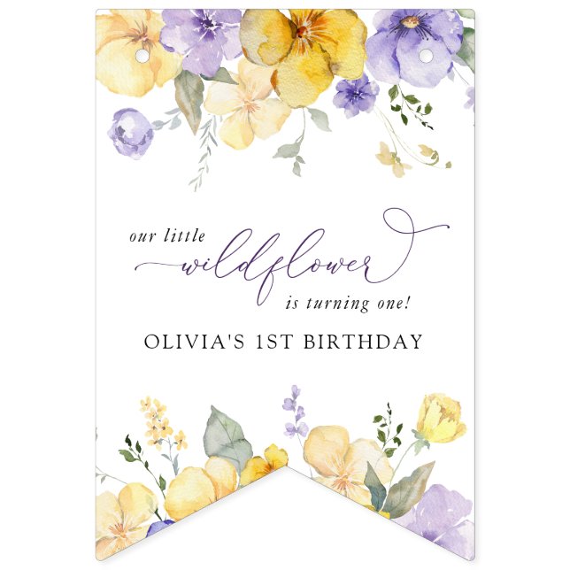 Lila blommor, Gula blommor, första födelsedag Vimplar (Första flaggan)