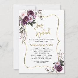 Lila blommor Guld Hens Bachelorette Helg Inbjudningar