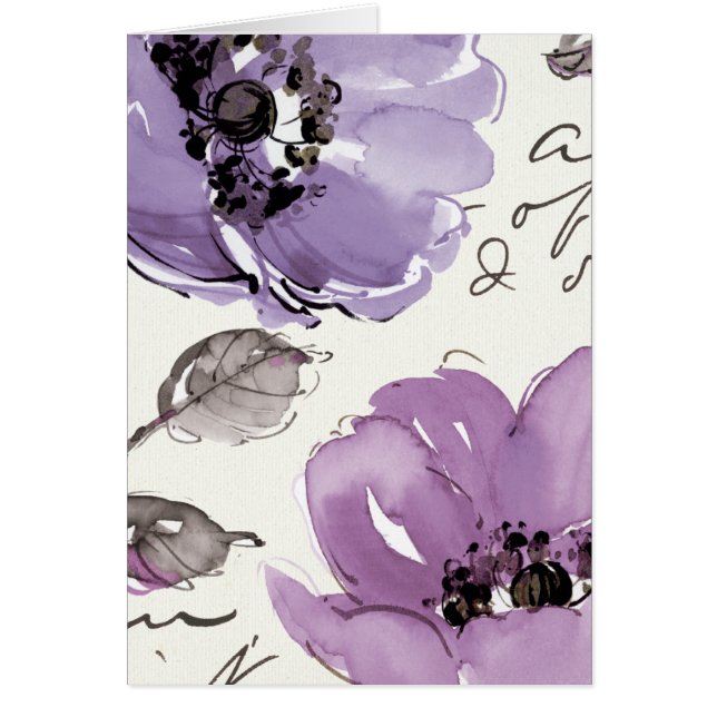 Lila blommor hälsningskort (Framsidan)