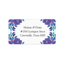 Lila blommor handmålad Bröllop-adressetikett Adressetikett