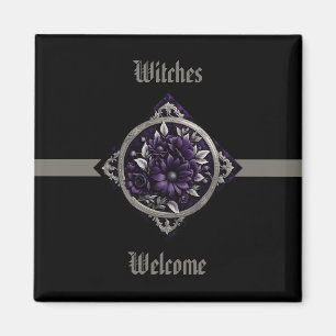 Lila blommor i Gothic Ram med Ribbon Magnet
