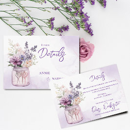 Lila blommor i Mason Burk Blommigt Bröllop Tilläggskort