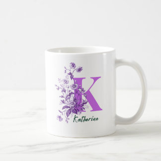 Lila blommor Illustration för namn-mugg Kaffemugg